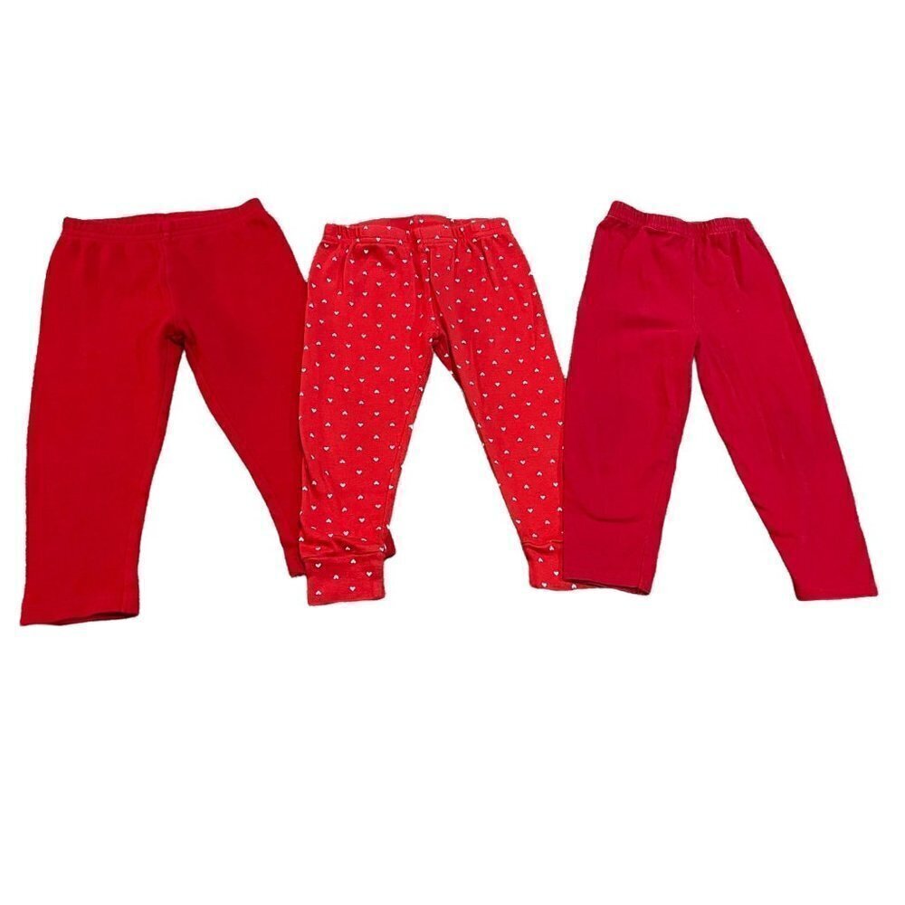 Lot of 3 Girl's Red Leggings Size 18 Months